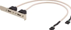 DELTACO internt kabel til USB 2.0, PCI-dækplade, 2xIDC5 hun - 2xUSB 2