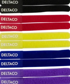 DELTACO, kabelsorteringskit, burrebånd i forskellige farver 10-pack