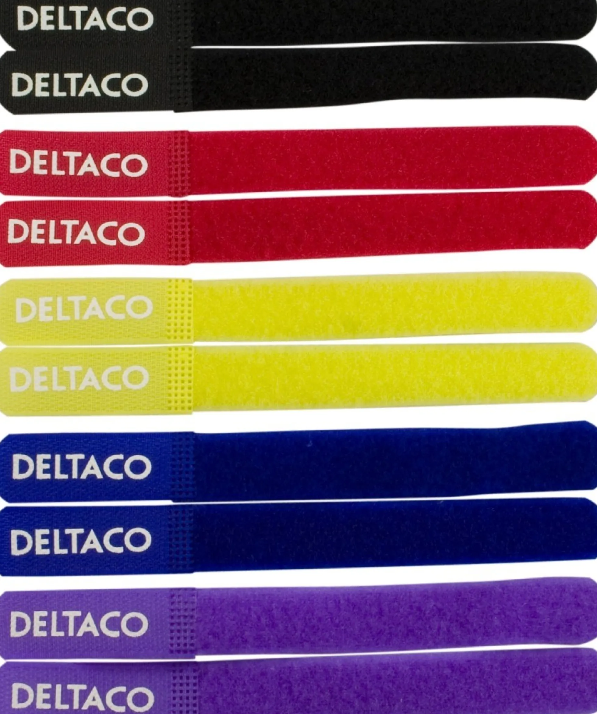 DELTACO, kabelsorteringskit, burrebånd i forskellige farver 10-pack