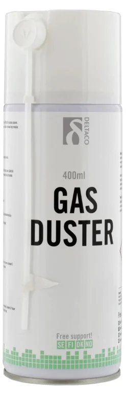 DELTACO komprimeret gas i spraydåse, fjernet støv på elektronik, 400ml