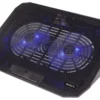 DELTACO laptop cooler for 15.6" lapotop, 2x120mm fans, blue LED, sort