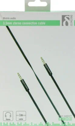 DELTACO lydkabel, 3,5 mm han til 3,5 mm han, 1m, sort