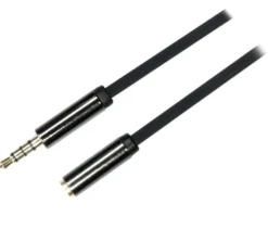 DELTACO lydkabel, 3,5mm ret han til 3,5mm hun, 4-pin, 0,5m, sort