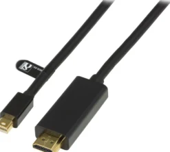 DELTACO mini DisplayPort til HDM kabel m lyd, Fuld HD 60 Hz, 2m, sort