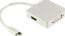 DELTACO Mini DisplayPort til DVI-D Single Link/HDMI/DisplayPort adapter