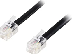 DELTACO modulkabel, 4P4C(RJ9/RJ10/RJ22) til 4P4C(RJ9/RJ10/RJ22), 2m, sort