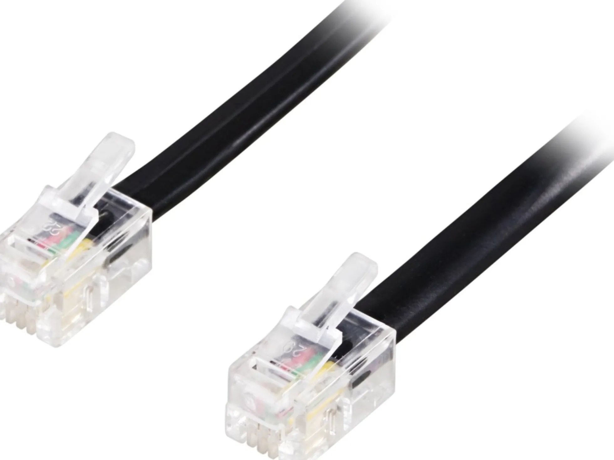DELTACO modulkabel, 4P4C(RJ9/RJ10/RJ22) til 4P4C(RJ9/RJ10/RJ22), 2m, sort