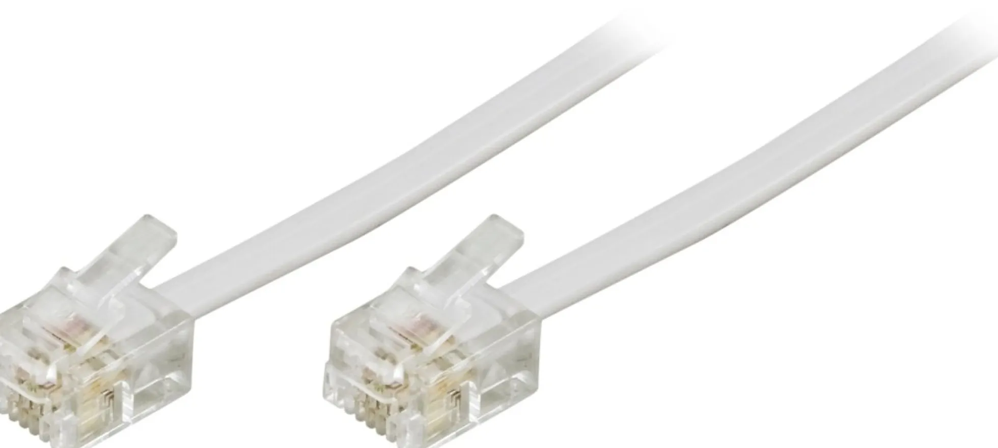 DELTACO modulkabel, 6P4C(RJ11) til 6P4C(RJ11), 10m, hvid