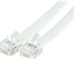 DELTACO modulkabel, 6P6C(RJ12) til 6P6C(RJ12), 10m, hvid