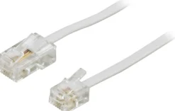 DELTACO modulkabel, 8P4C(RJ45) til 6P4C(RJ11), 3m, hvid