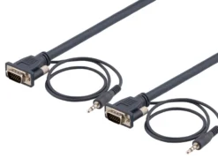 DELTACO monitorkabel HD15 han-han, 1m, 1920x1200 60Hz, 3.5mm lyd