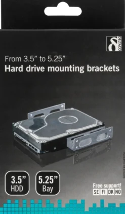 DELTACO monteringsvinkler til 3,5" harddisk i 5,25"