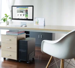 DELTACO OFFICE CPU stand, universal, mobil, sort