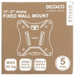 DELTACO Office, fast væg, 13"-27", 25kg, 75x75-100x100