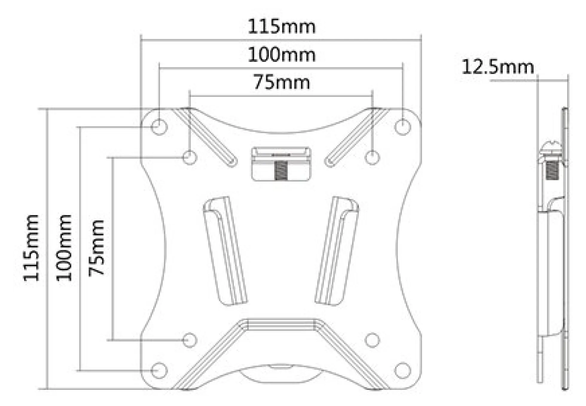 DELTACO Office, fast væg, 13"-27", 25kg, 75x75-100x100
