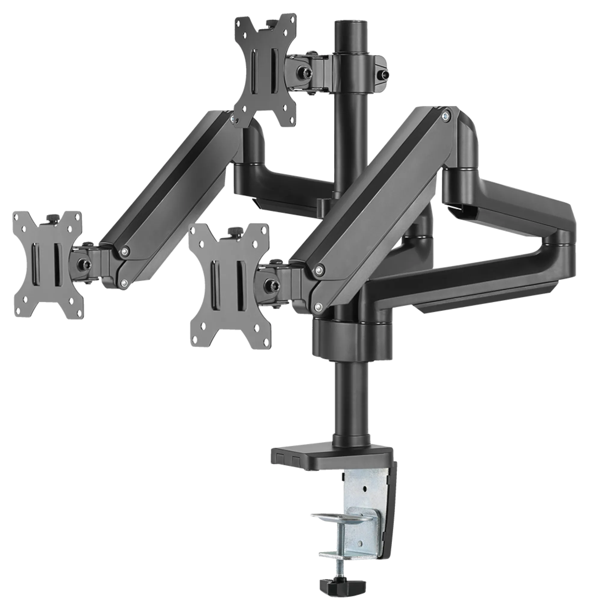 DELTACO Office, tredobbelt hydraulisk monitor-arm, 17"-27", 1,5-8kg,