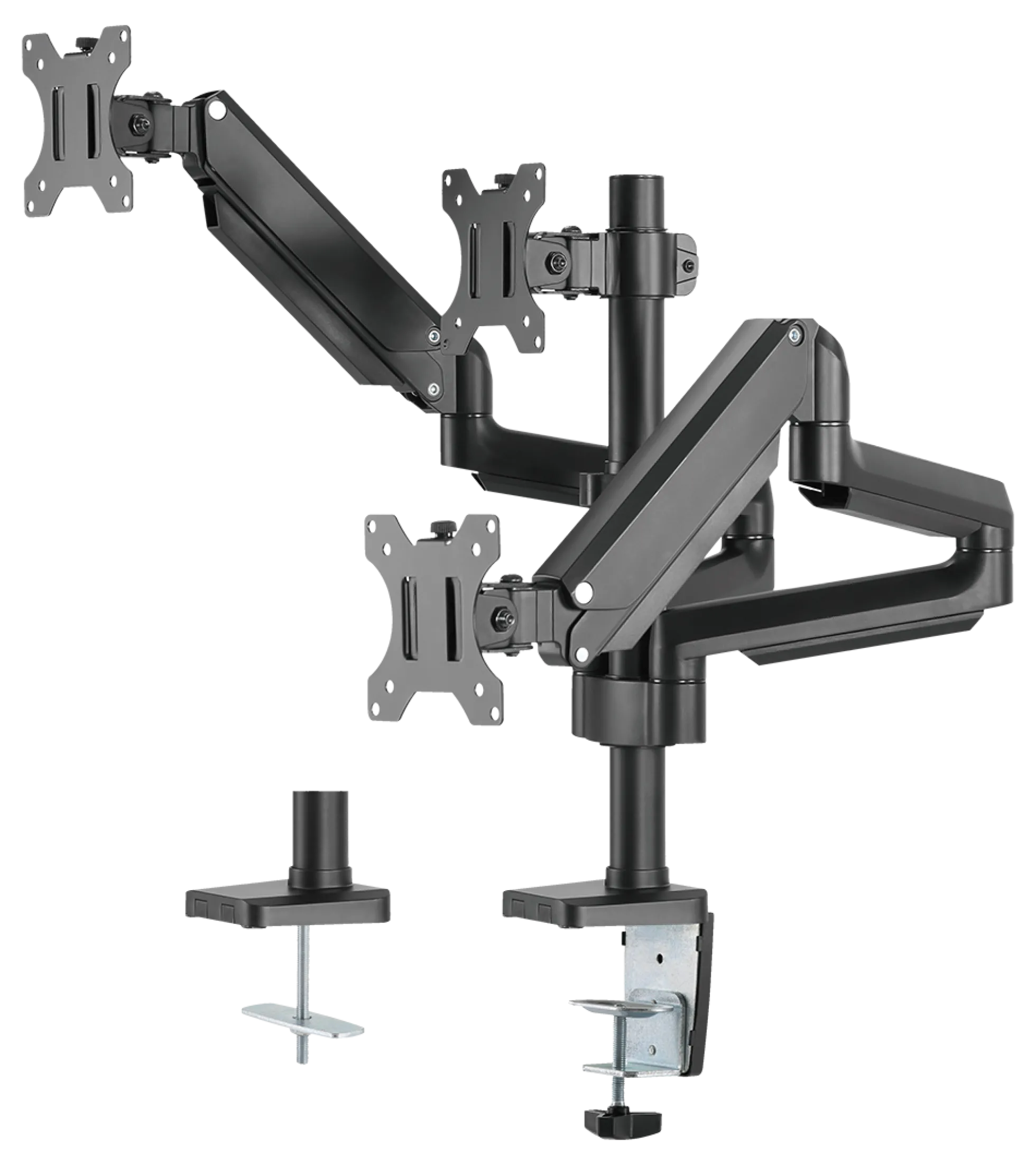DELTACO Office, tredobbelt hydraulisk monitor-arm, 17"-27", 1,5-8kg,