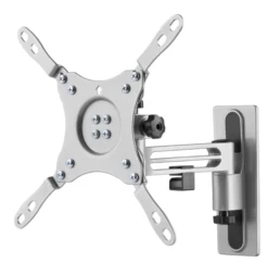DELTACO OFFICE TV/monitor wall mount for RVs/motorhomes and trailers, aluminum, swivel, tilt, lockable, 13"-43", VESA, Full-Motion, 2-way, black