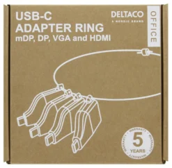 DELTACO Office, USB-C ADAPTER RING, mDP, DP, VGA, HDMI