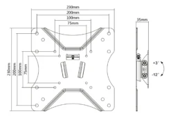 DELTACO Office, vippevæg, 23"-42", 25kg, 75x75-200x200