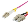 DELTACO OM4 fiber cable LC - SC, duplex, multimode, 50/125, 0.5m