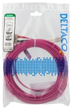 DELTACO OM4 fiber cable LC - SC, duplex, multimode, 50/125, 15m