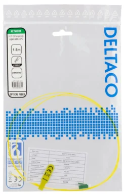 DELTACO OS2 fiber pigtail, LC, simplex, APC, 9/125, 1.5m