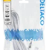 DELTACO outlet cable, 5m, angled CEE 7/16 to angled IEC 60320 C7,hvid
