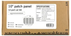 DELTACO 10" patch panel, 12xRJ45, Cat6a, STP, 10Gbps, metal, sort