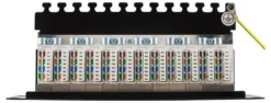 DELTACO 10" patch panel, 12xRJ45, Cat6a, STP, 10Gbps, metal, sort