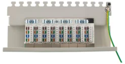 DELTACO Patch Panel, 8xRJ45, Cat6a, wall-mountable, metal, grå
