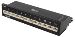 DELTACO Patch Panel, 12xRJ45, Cat6a, wall-mountable, metal, sort