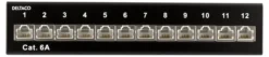 DELTACO Patch Panel, 12xRJ45, Cat6a, wall-mountable, metal, sort