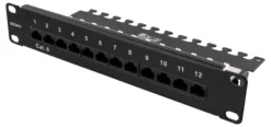 DELTACO 10-PATCH16 Patch panel, 12 ports, Cat6, UTP, sort