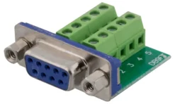 DELTACO 10-pin Terminal Block Adapter, DE-9 female, 10-Pin, grøn