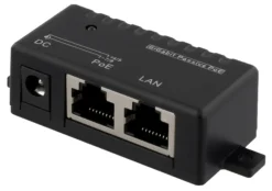 DELTACO PoE Gigabit injector for PoE/PoE+, 1000Mbps, 48V/1A, sort