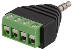 DELTACO 4 pole 3.5mm stik til 4-pin terminal block adapter, sort