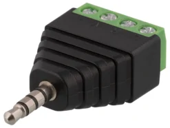 DELTACO 4 pole 3.5mm stik til 4-pin terminal block adapter, sort