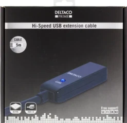 DELTACO PRIME USB 2.0 forlængerkabel, aktiv, Type A han - Typ