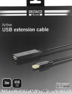 DELTACO PRIME USB 2.0 forlængerkabel, aktivt, Type A han - Typ