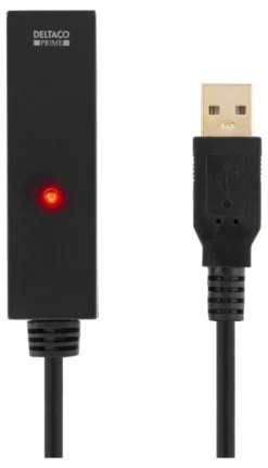 DELTACO PRIME USB 2.0 kabel Type A han - Type B han, aktiv, 10m, sort