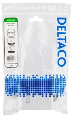 DELTACO shielded network socket, Surface UTP 2xRJ45, Cat6, hvid