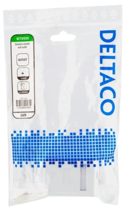 DELTACO shielded network socket, Surface FTP 1xRJ45, Cat6, hvid