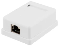 DELTACO shielded network socket, Surface FTP 1xRJ45, Cat6, hvid