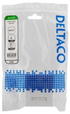 DELTACO shielding network wall socket, Surface FTP 2xRJ45, Cat6A, hvid