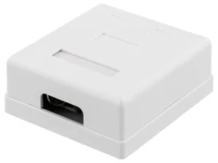 DELTACO shielding network wall socket, Surface FTP 2xRJ45, Cat6A, hvid