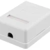 DELTACO shielding network wall socket, Surface FTP 1xRJ45, Cat6A, hvid