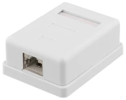 DELTACO shielding network wall socket, Surface FTP 1xRJ45, Cat6A, hvid