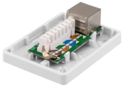 DELTACO shielding network wall socket, Surface FTP 1xRJ45, Cat6A, hvid