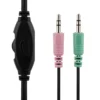 DELTACO Stereo Headset, microphone and volumen kontrol, 2x 3,5mm, sort